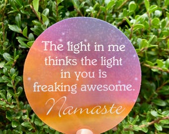 Namaste Light In Me Funny Yoga Sticker