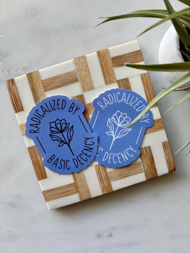 Radicalized by Basic Decency Handmade Sticker image 3