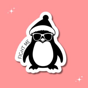 Funny Penguin Sticker – Sunglasses, Hat, Sarcastic Humor Vinyl Decal image 4