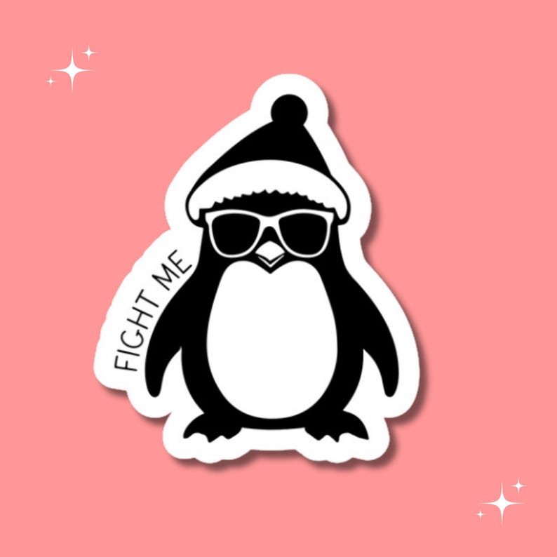 Funny Penguin Sticker – Sunglasses, Hat, Sarcastic Humor Vinyl Decal image 4