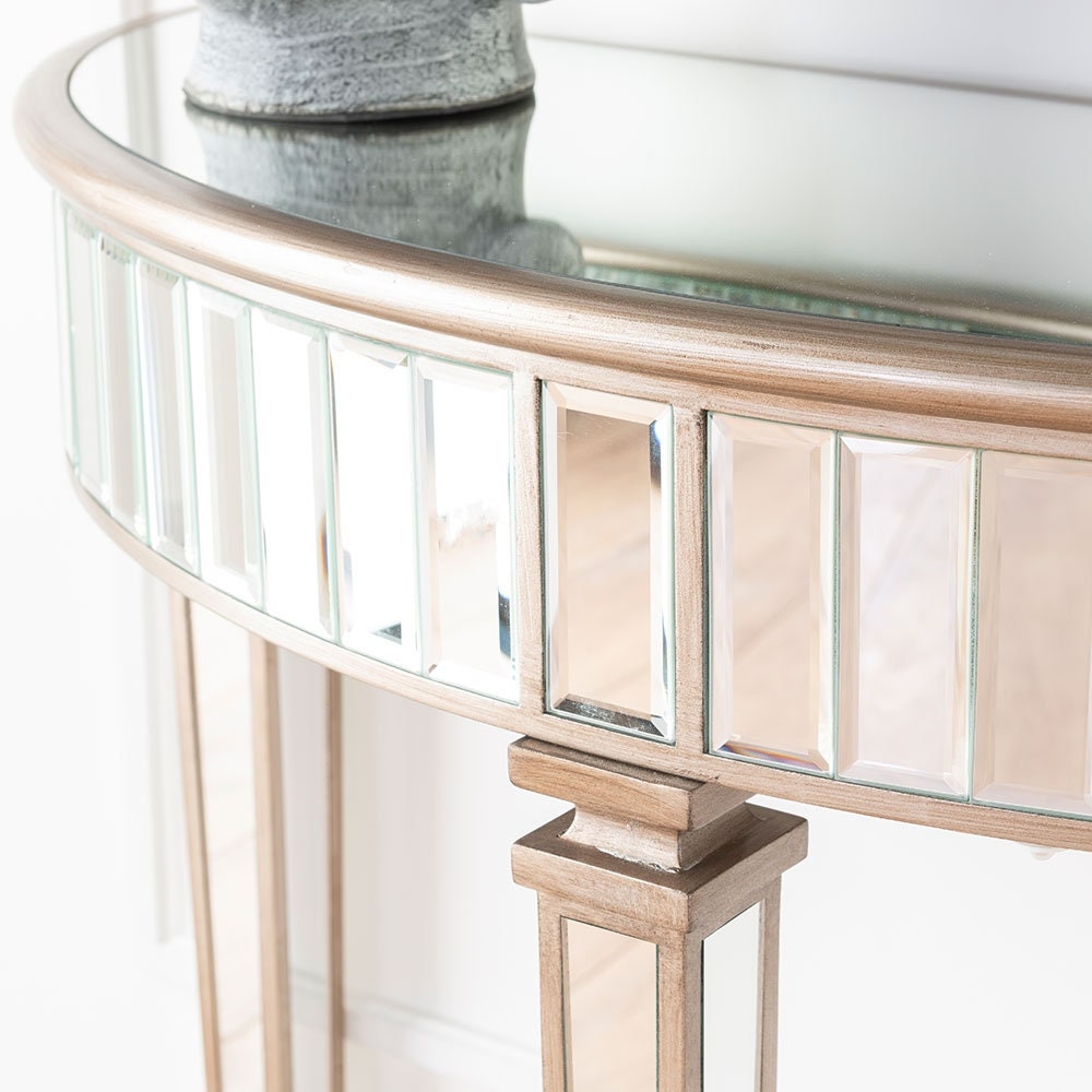 Stanton Half Moon Mirrored Console Table in Champagne Gold Etsy