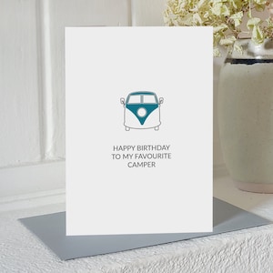 Tarjeta de cumpleaños de camping: campista favorito, tarjeta de felicitación, autocaravana, actividades al aire libre, diseñada y fabricada en Escocia