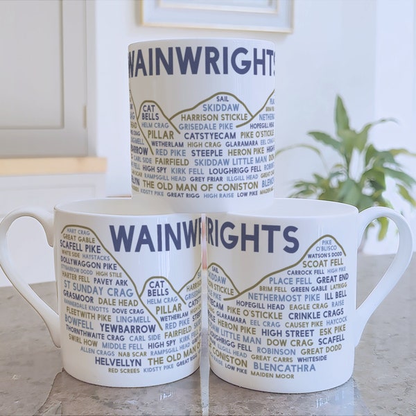 Wainwrights fine china mug - a great gift for peak baggers, hillwalkers and mountain climbers. Dishwasher safe and made in the UK