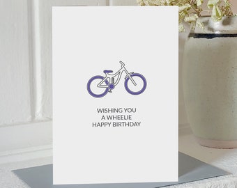 Wishing You A Wheelie Happy Birthday Cycling Card: Printed in the UK on Recycled Card