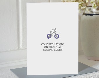 Cycling Baby Card - congratulations on your new cycling buddy, new parents, grandparents and adoptions. Can be personalised, plastic-free