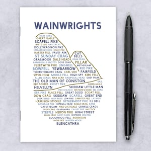 Wainwrights notebook with 24 blank pages, A6 size for hikers and fell walkers. Designed and hand made in the UK
