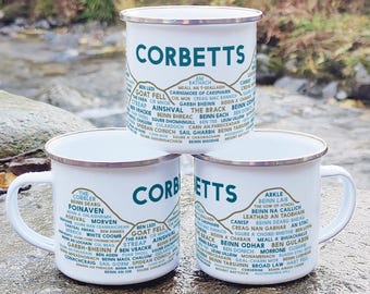 Corbetts Enamel Mug - gift for Munro baggers designed and printed in Scotland