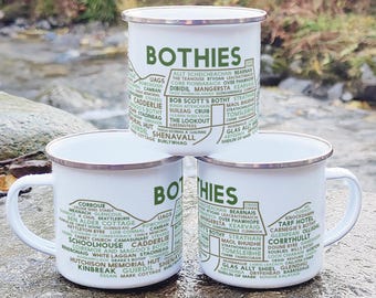 Bothies Enamel Mug - gift for campers and campers printed in Scotland