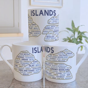 Scottish Islands fine bone china mug, designed and printed in Scotland