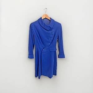 VTG 1950s Fit and Flare Princess Coat 50s Royal Blue Wool Velvet Coat Elegant