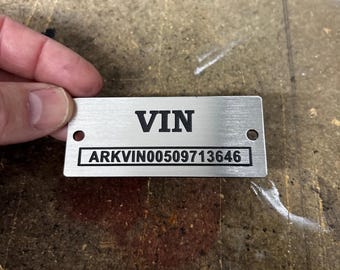 Personalized Data Plate – Custom Engraved VIN Tag for Machinery, Equipment, Vehicles, or Tools