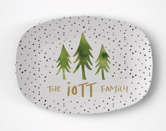 Trees Dot Platter | Christmas | Gift Idea | Personalized | Dishwasher Safe | Oven Safe | Microwave Safe | DecoWare®