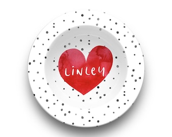 Valentine Acuarela Heart Bowl / Día de San Valentín / Idea de regalo / Personalizado / Apto para lavavajillas / Apto para horno / Apto para microondas / DecoWare®