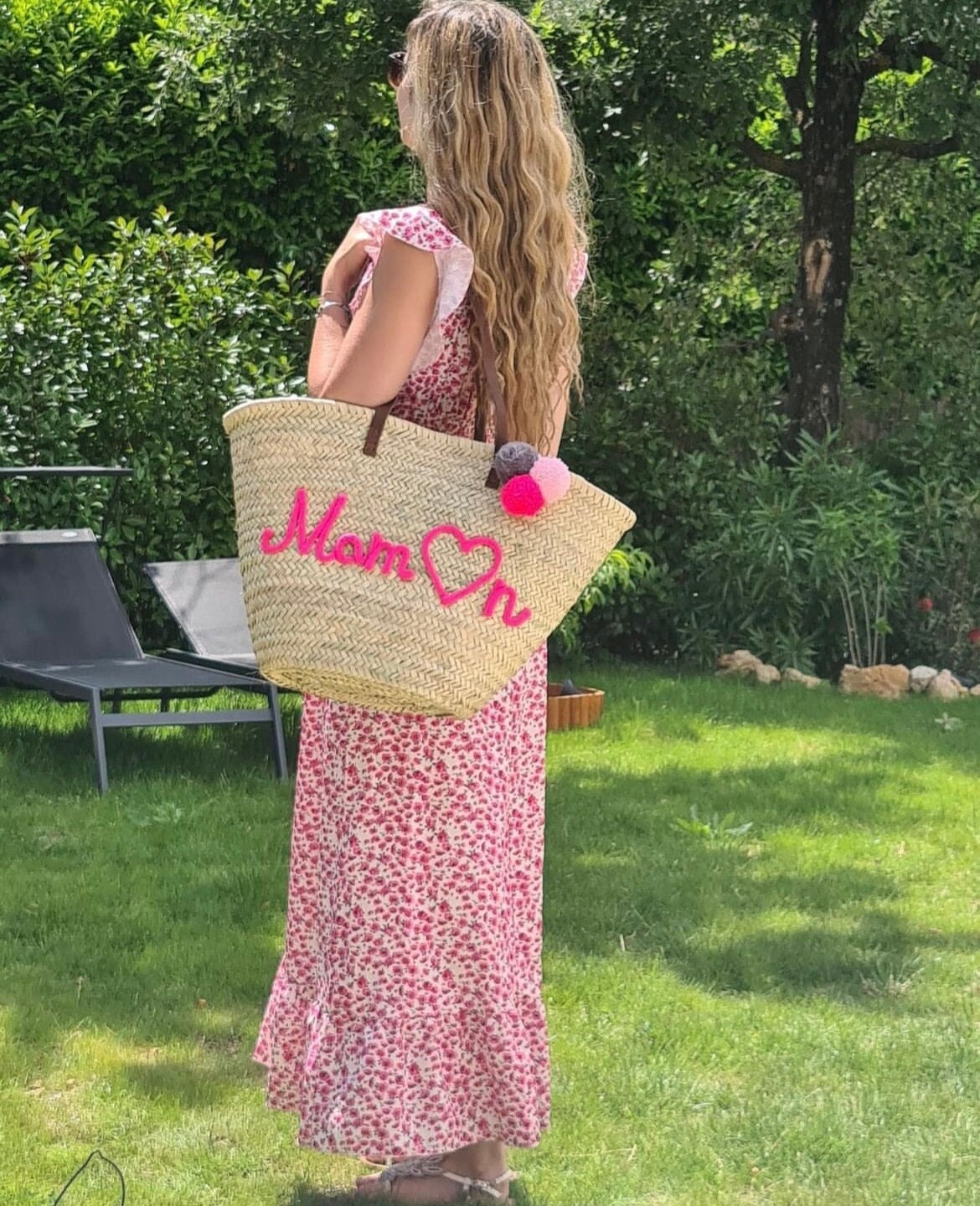 Sac Shopping Plage Coton Réutilisable Rose Fleuri - Neuf Avec étiquette