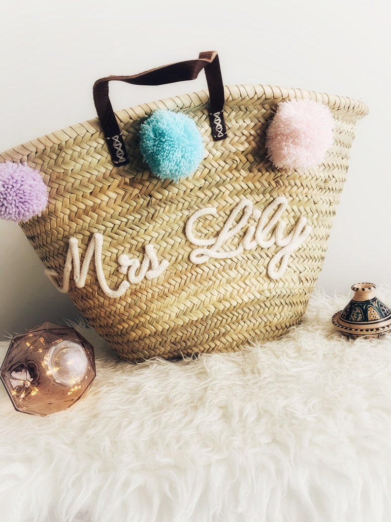 Personalised straw straw beach bag Etsy