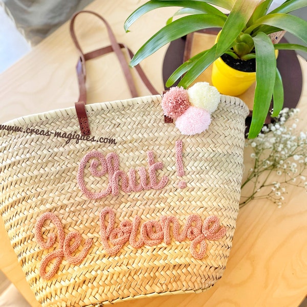 Panier sac de plage en palme ,cadeaux personnalisé, Votre Compagnon de Plage 100% Unique !