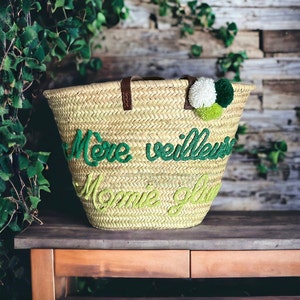 Personalized gift straw beach bag basket