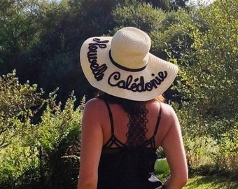 Personalized women's hat, wide brim, capeline, Marbella