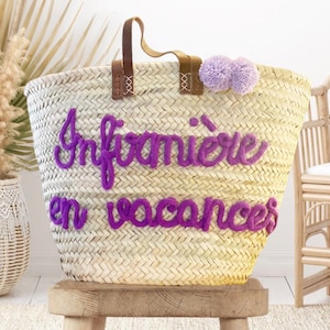 Panier sac de plage en palme cadeaux personnalisé