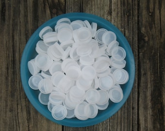Recycled Plastic Bottle Caps, White Craft Supply, Set of 50
