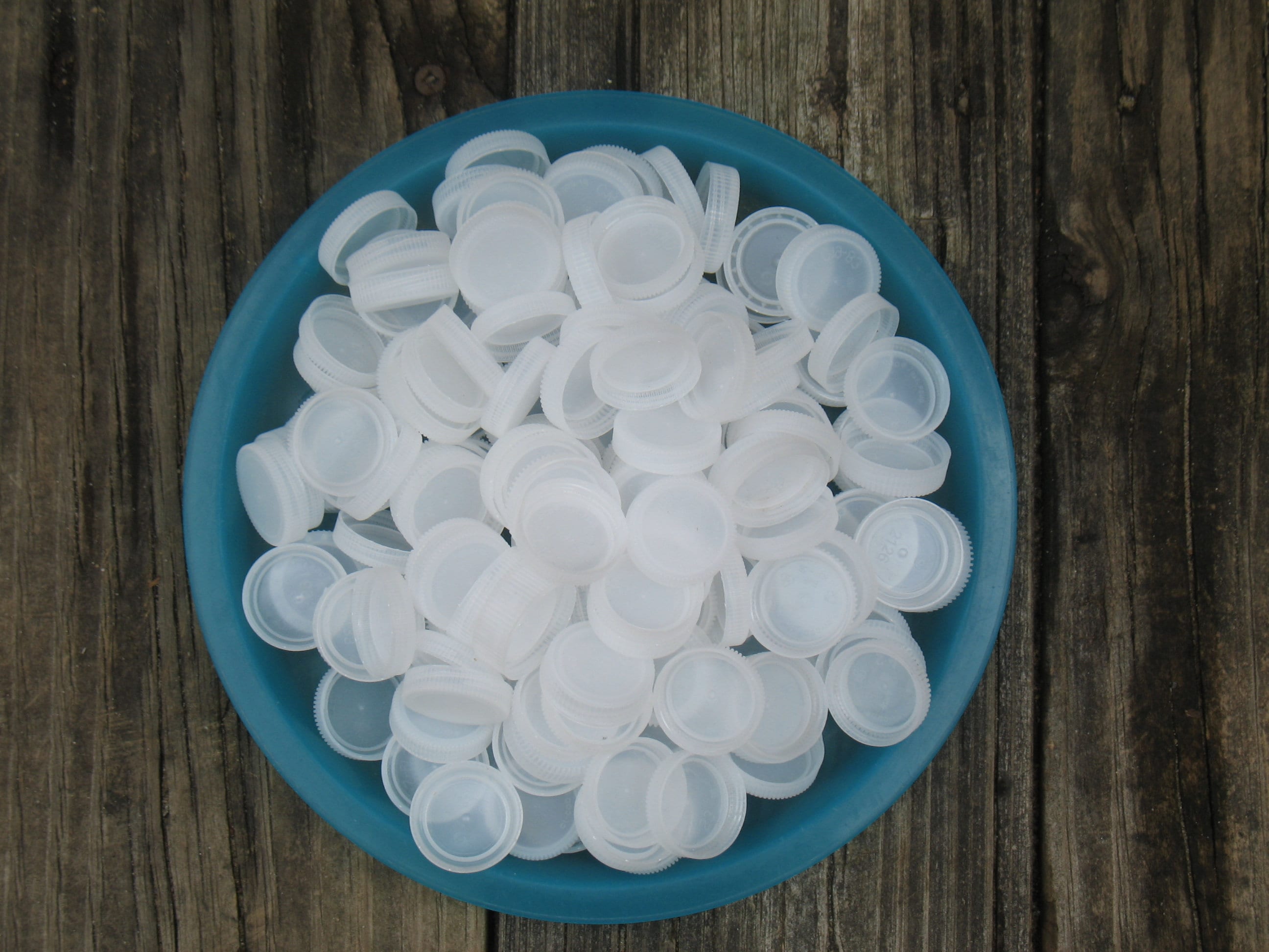 Recycled Plastic Bottle Caps, White Craft Supply, Set of 50