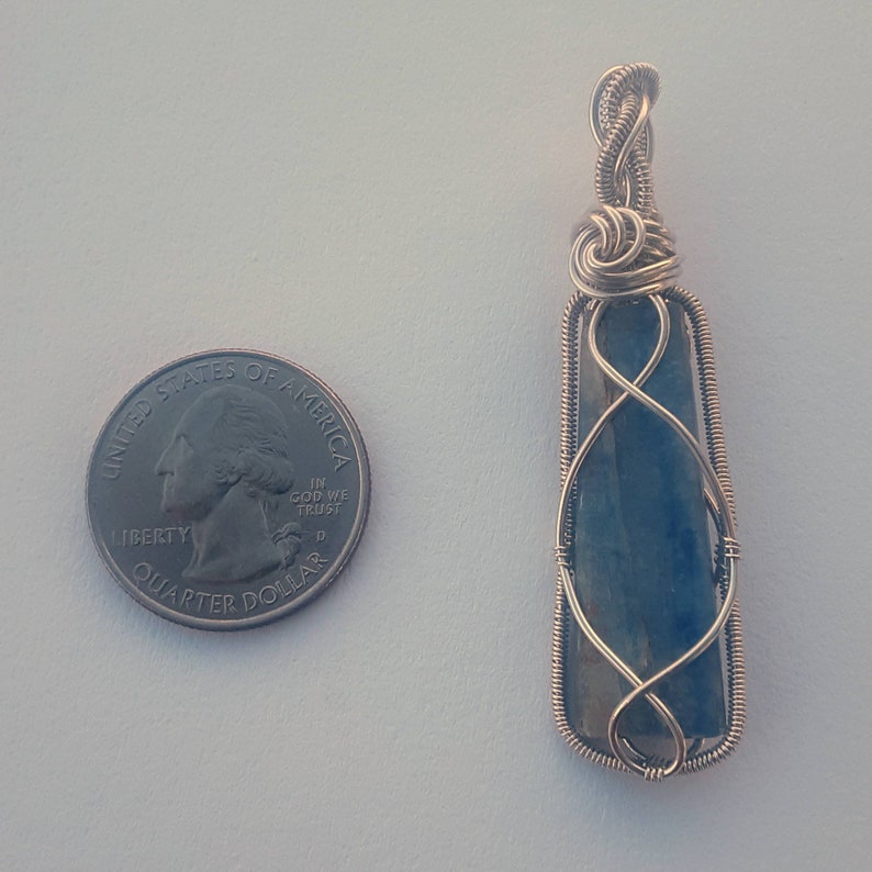 Blue Kyanite and Sterling Silver Wirewrapped Pendant