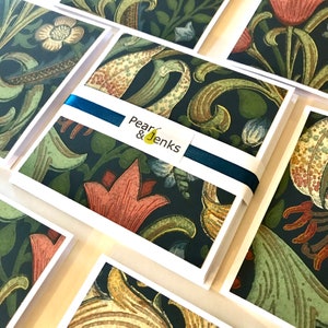 William Morris Card Pack, Grußkarten Set, Golden Lily Print Indigo