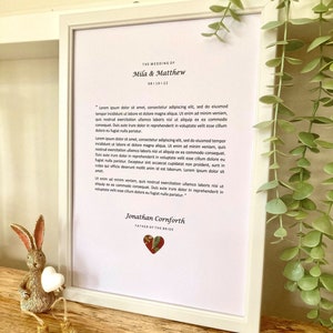 Impresión enmarcada del discurso de boda, regalo de boda enmarcado, discurso del padrino, discurso del padre de la novia, discurso del novio, impresión de lectura de boda