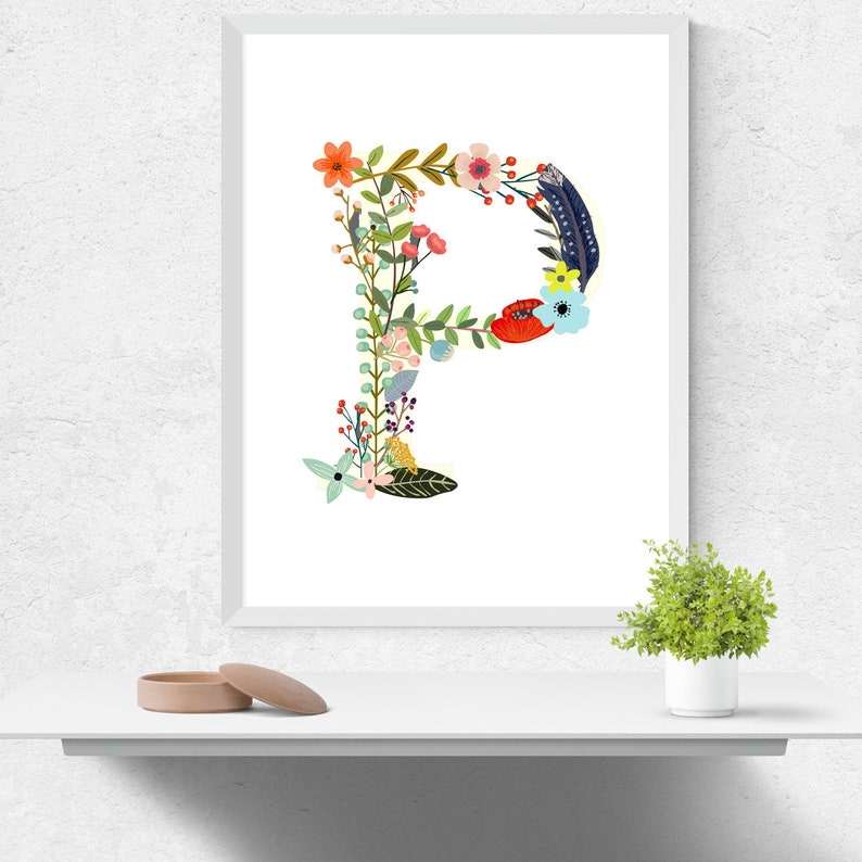 Initial Digital Wall Art Letter P Print Printable Letter P | Etsy