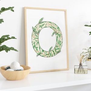FRAMED Letter O, William Morris Willow Bough, Poster Print, Initial Wall Art, Initial Print O