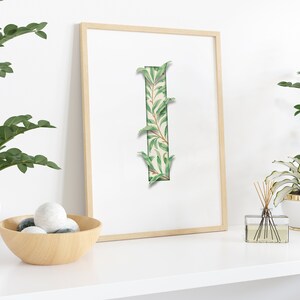 Gerahmte Buchstabe I, William Morris Willow Bough, Poster Druck, Erste Wandkunst, Initialdruck I