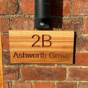 Personalised Premium French Oak House Sign Number, Carved, Custom Carved Outdoor Wooden Name Plaque Address Sign Wax Oiled Wood sign