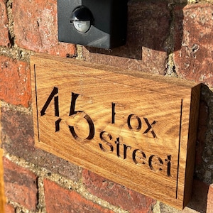 Personalised French Oak House/Business Sign - Custom Engraved Wood Plaque for Home/Outdoor Decor, Office, Rustic & Unique Gift, Handcrafted