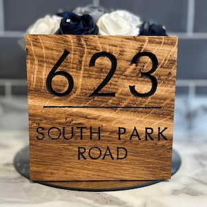 Personalised Premium French Oak House Sign Number, Carved, Custom Carved Outdoor Wooden Name Plaque Address Sign Wax Oiled With Fittings