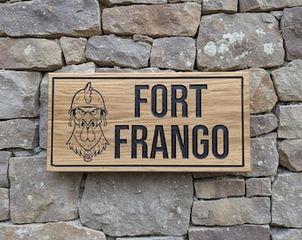 Custom Carved French Oak House Sign Personalised Wooden Name Plaque Logo or Image Engraved Sign