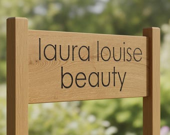 Personalised Oak Business Sign Custom Wooden Shop Sign Outdoor Salon Studio Hanging Sign