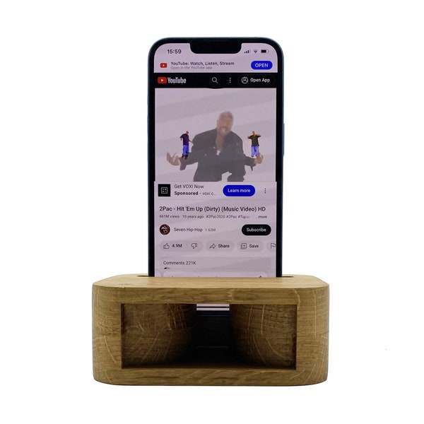 Chêne français massif massif, acoustique passive intelligente pour téléphone portable, haut-parleur, support pour téléphone en bois, amplificateur de téléphone