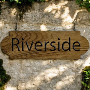 Personalized French Oak House Number Sign: Carved Wooden Address Plaque