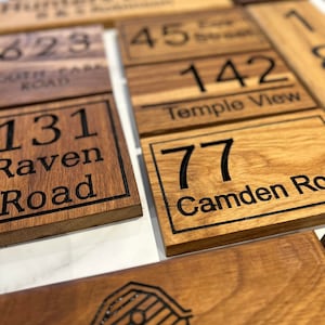 Personalised Premium French Oak House Sign Number, Carved, Custom Carved Outdoor Wooden Name Plaque Address Sign Wax Oiled Wood sign