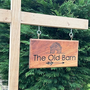 Personalised French Oak Hanging House Sign - Custom Carved Outdoor Address & Name Plaque