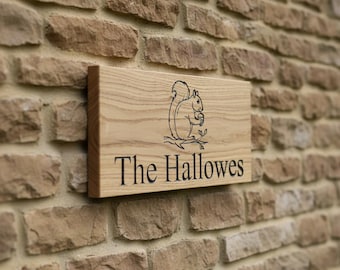 Letrero de roble personalizado para casa con logotipo, letrero de madera personalizado con nombre, placa de pared exterior, letrero de jardín