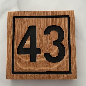 Personalised Premium French Oak House Sign Number, Carved, Custom Carved Outdoor Wooden Name Plaque Address Sign Wax Oiled With Fittings