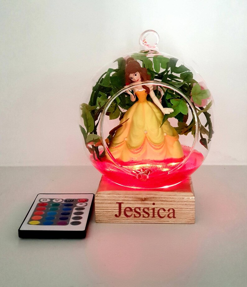 Belle Pink Bauble Beauty And The Beast Night Lights Lamps Kids Light For Children Disney Home Decor Princess Lamp