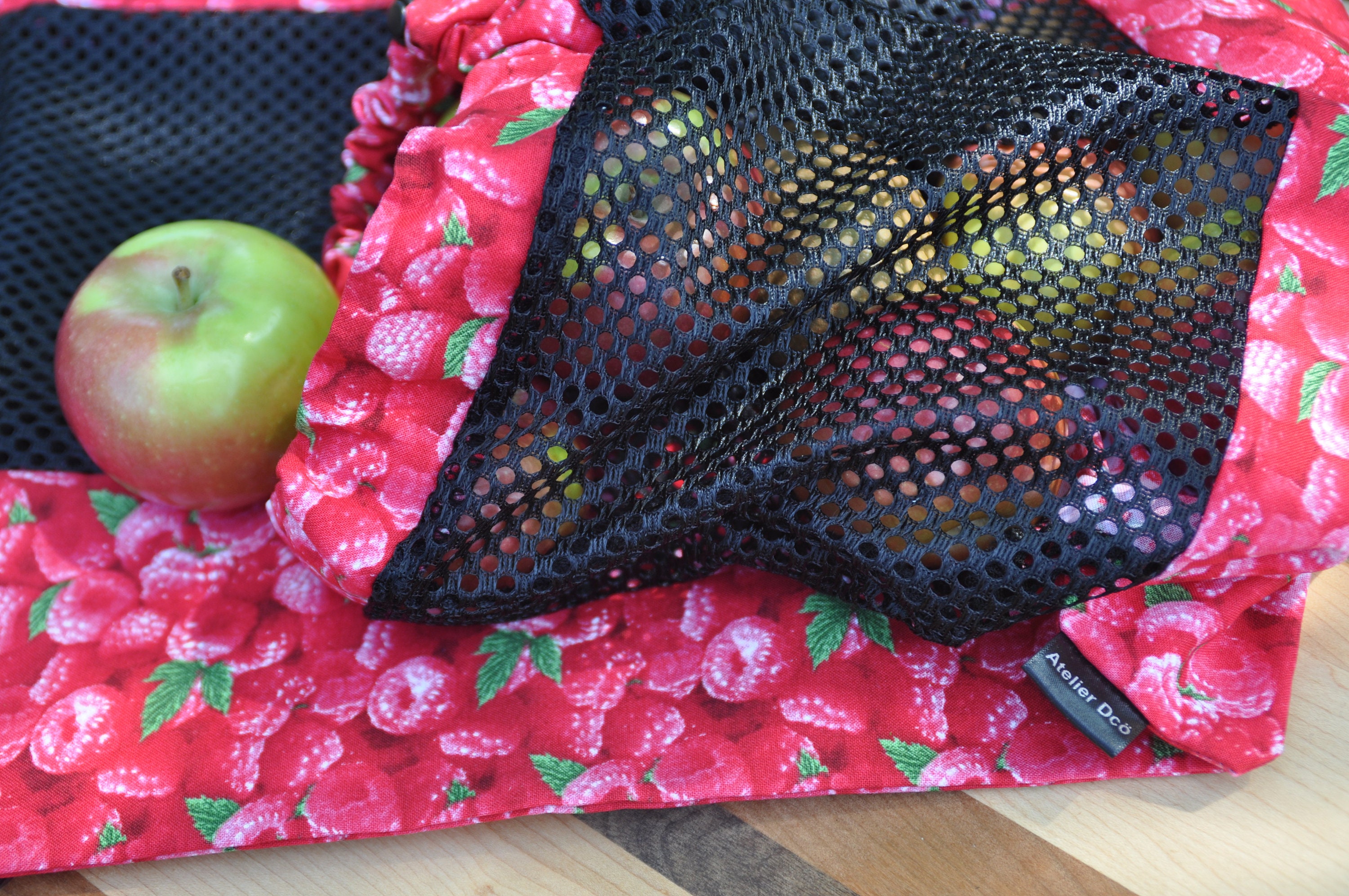Reusable fruit and vegetable bags pattern 'Framboise'