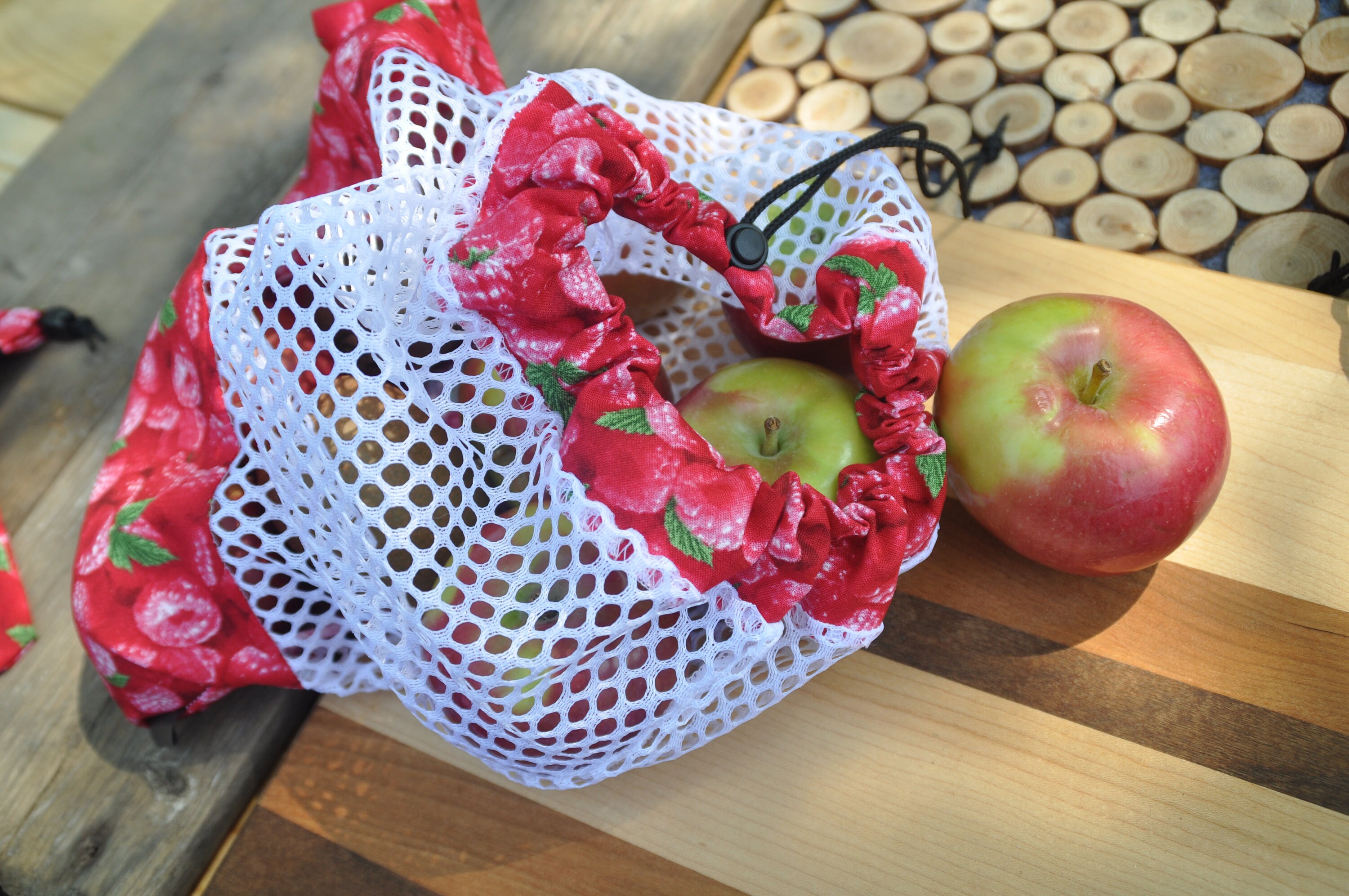 Reusable fruit and vegetable bags pattern 'Framboise'