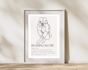 Arte de pared Reading Slump - Descarga digital, regalo de libros, lector, el regalo perfecto, arte de libros, decoración de libros, arte de libros,