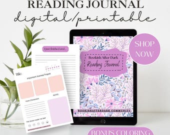 Diario de lectura digital para amantes de los libros / Diario imprimible de seguimiento y revisión de libros / Registro y planificador de lectura estética / Descarga instantánea en formato PDF