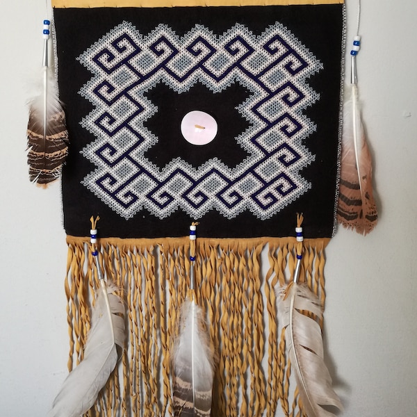 Indianischer Wandbehang/Bild nach Native American Art, Beadwork