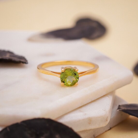 August Birthstone Rings,Peridot Ring,Personalized Gift,Vintage,Yellow Gold Plated Ring,Handmade Jewelry Ring,Silver Ring,Bridesmaid Gift