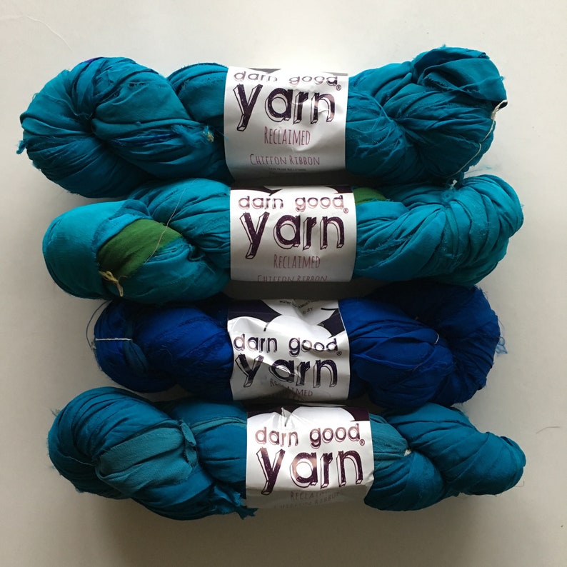 Chiffon Grab Bag Ocean Deep 4 Pack Darn Good Yarn